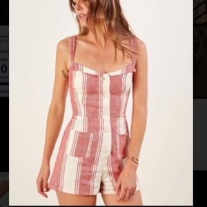 Reformation Linen Striped Romper